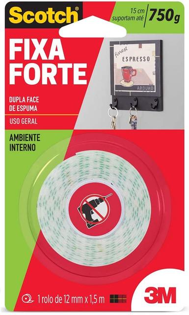 Fita Dupla Face Fixa Forte Scotch 3M 12mm x 1.5m