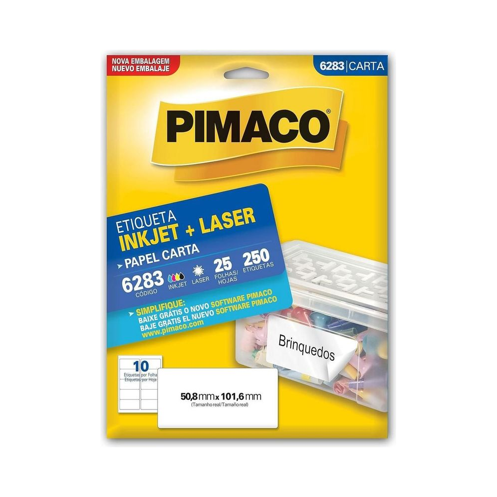 Etiqueta Inkjet Laser 50.8 x 101.6 mm Pimaco Carta Branco