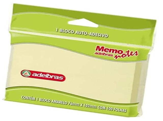 Bloco Autoadesivo 100 Folhas 76x102mm Adelbras Amarelo