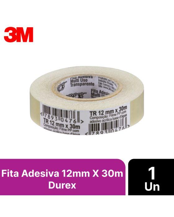 Fita Adesiva 3M Durex Multiuso 12mm x 30m Transparente