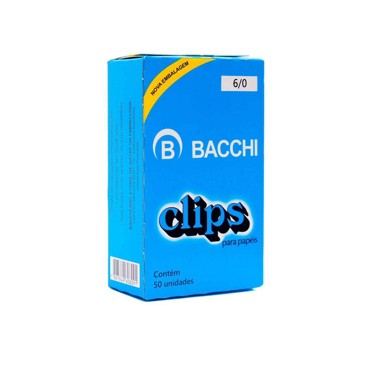 Clips para Pap&eacute;is 6/0 Bacchi Premium 50 unidades