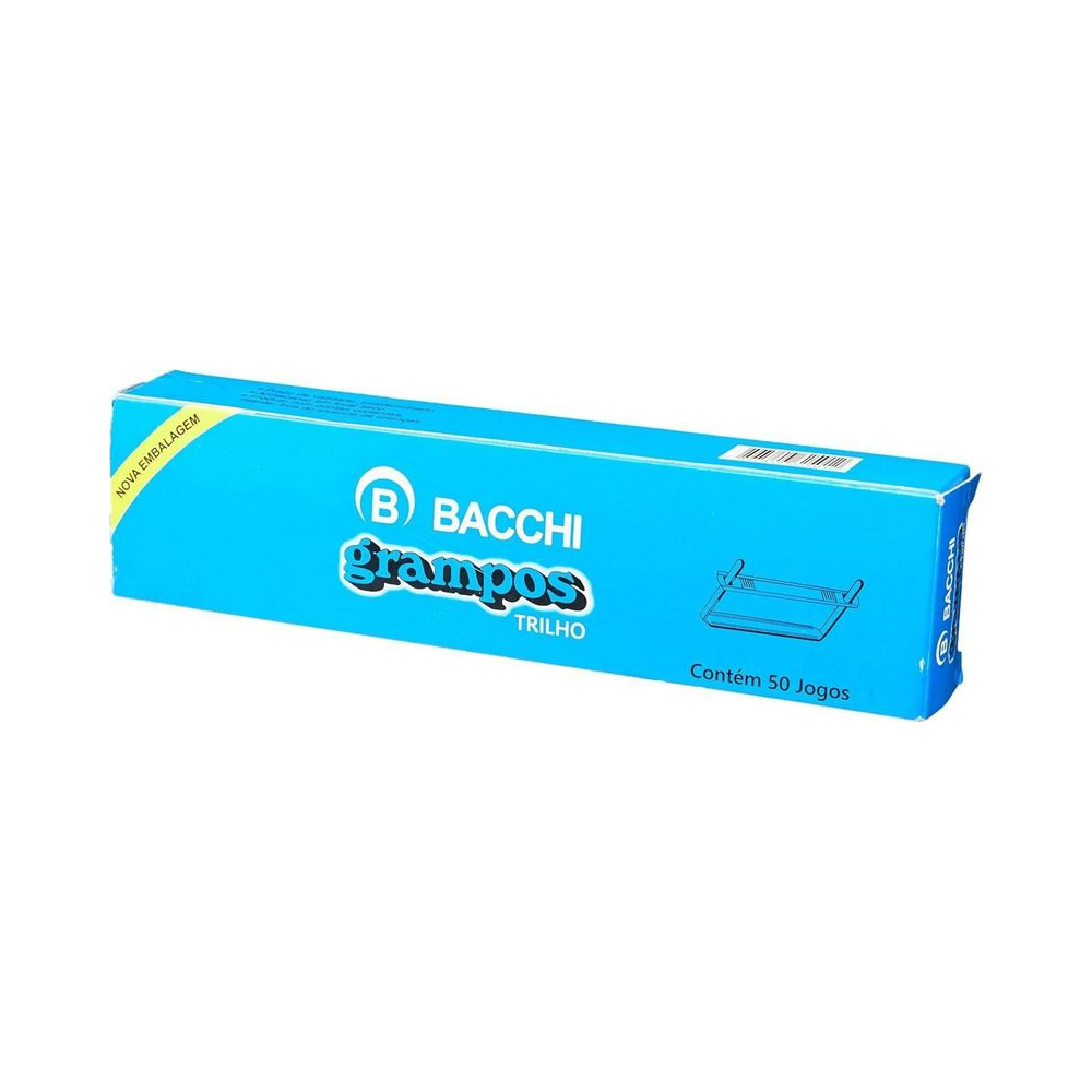 Grampo Trilho Metal Bacchi Caixa com 50 Jogos Prata