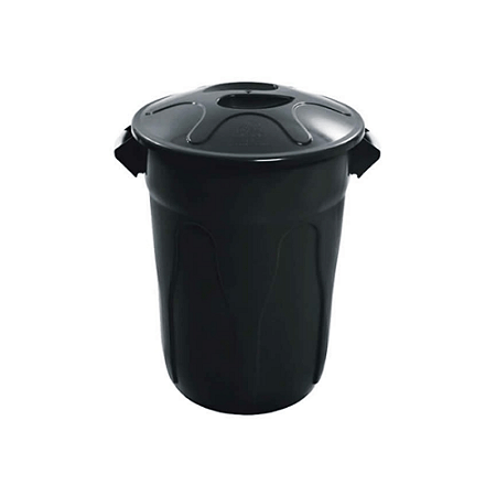 Cesto Pl&aacute;stico Redondo com Tampa Manual 20 litros Inplast Preto Unit&aacute;rio