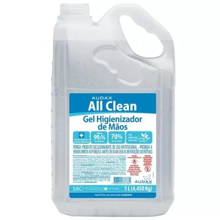 Gel Higienizador de M&atilde;os Hidradante Audax All Clean Aloe Vera 5 litros
