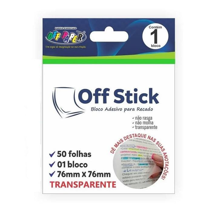 Bloco Adesivo Transparente Off Paper 50 folhas 76mm x 76mm