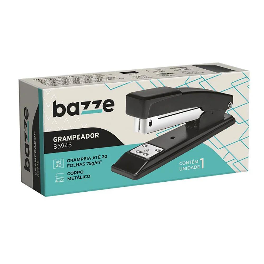 Grampeador Met&aacute;lico B5945 Bazze para 20 Folhas Preto