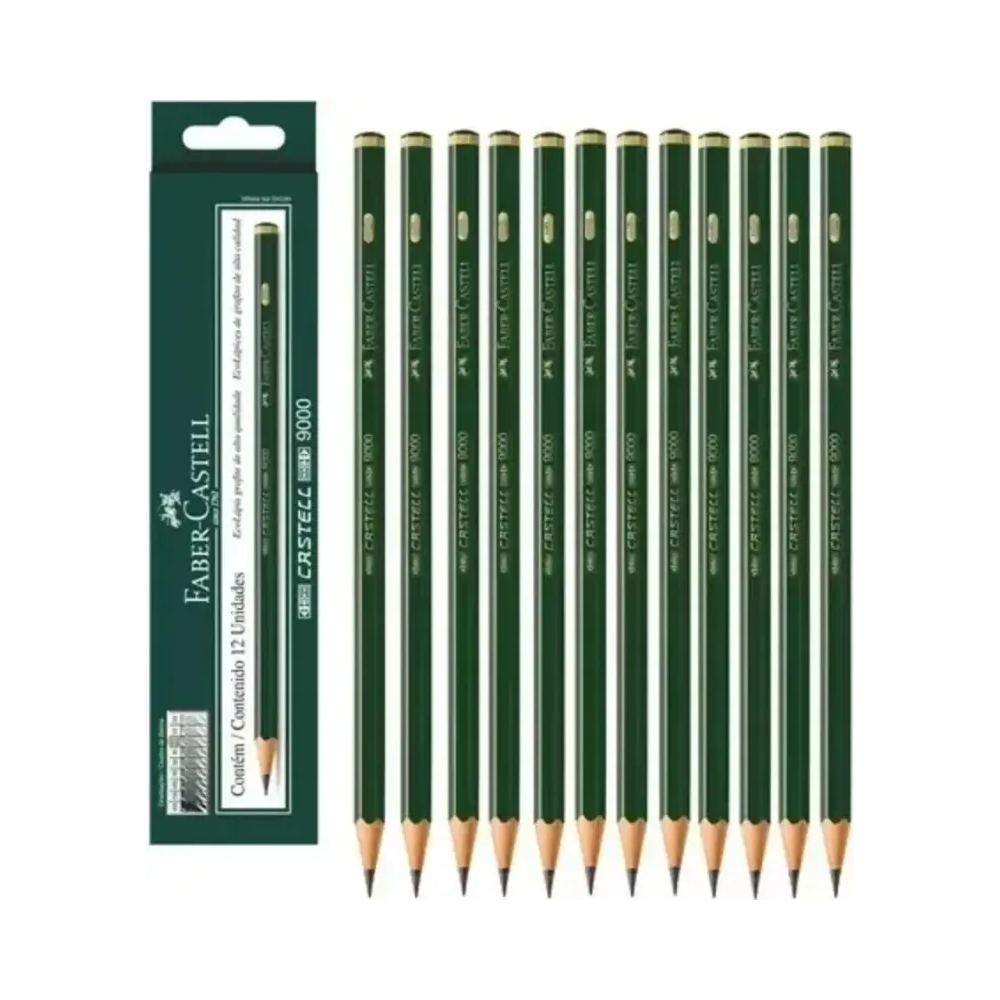 L&aacute;pis Sextavado Grafite 2B Faber-Castell 9000 12 unidades