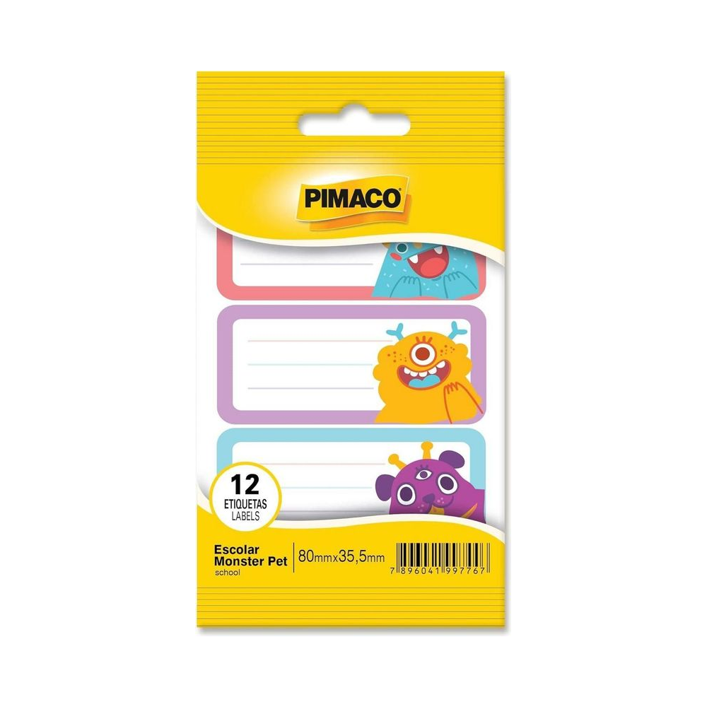 Etiqueta Escolar 80x35,5 mm Pimaco Retangular Multicolorido