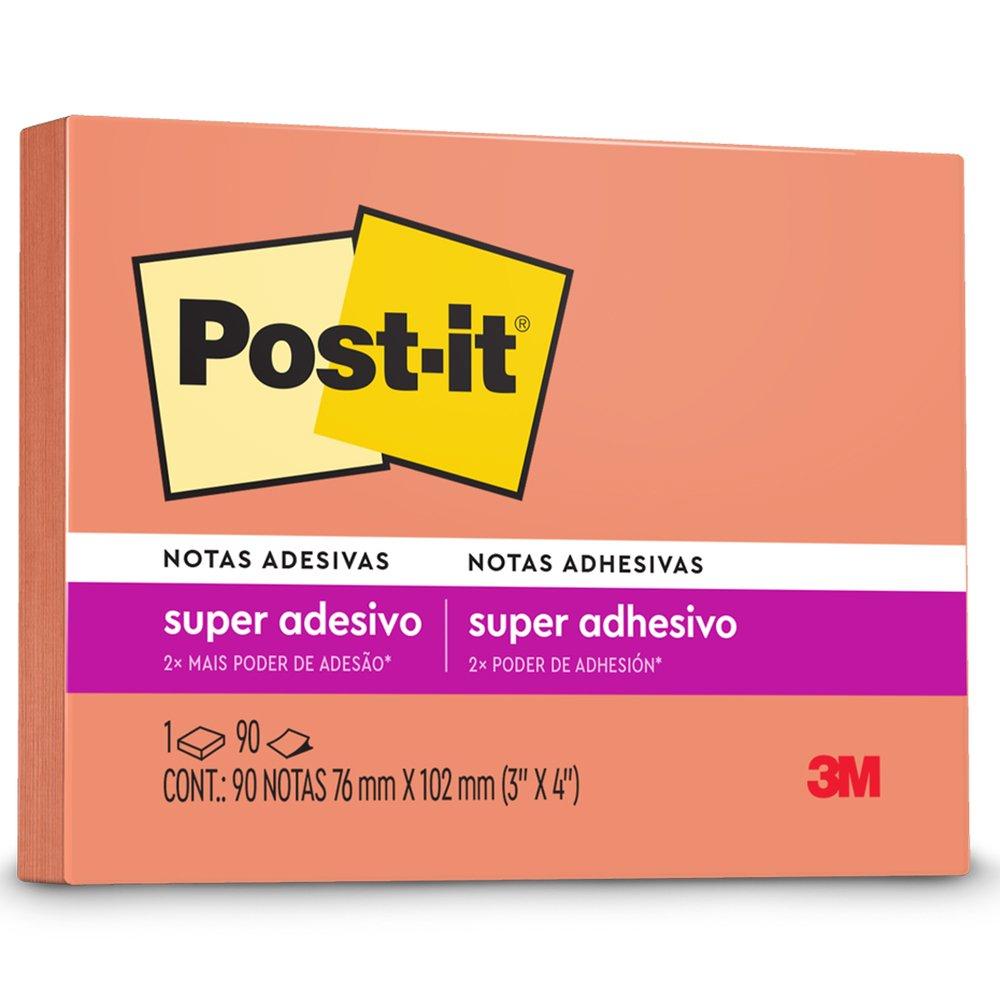 Notas Adesivas Super Adesivo Post-it 90 folhas 76mm x 102mm Damasco