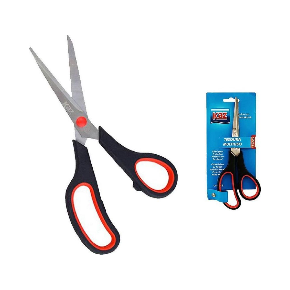 Tesoura A&ccedil;o Inox 17cm Kaz Cabo Polipropileno