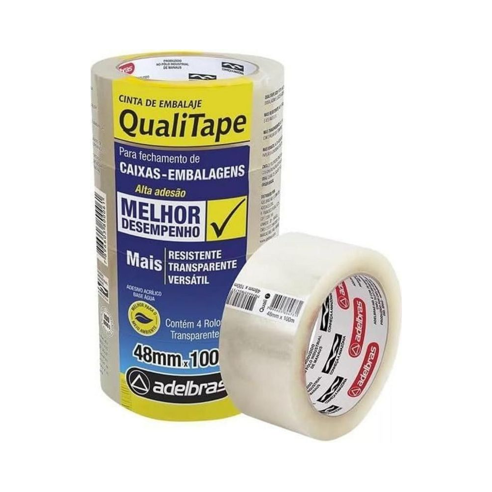 Fita Adesiva Adelbras Qualitape 48mm x 100m Multicor 4 Unidades