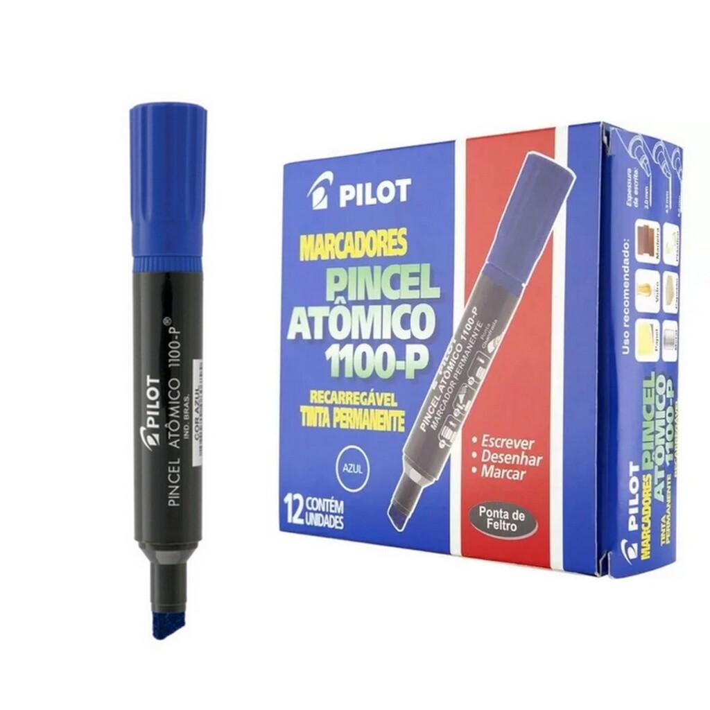 Pincel At&ocirc;mico Recarreg&aacute;vel 1100-P Pilot Marcador Permanente Azul 12 unidades