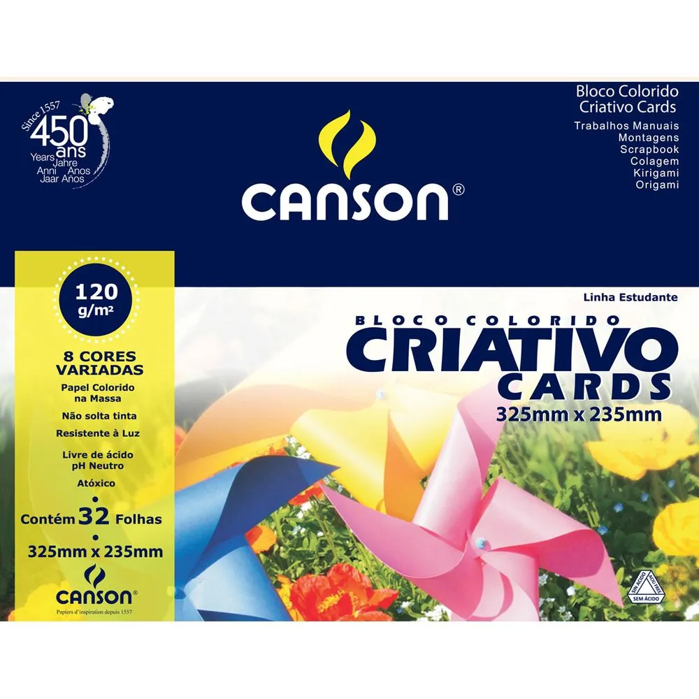 Papael Criativo Cads A4+ Canson Colorido 32 folhas 325mm x 235mm 120g/m&sup2;