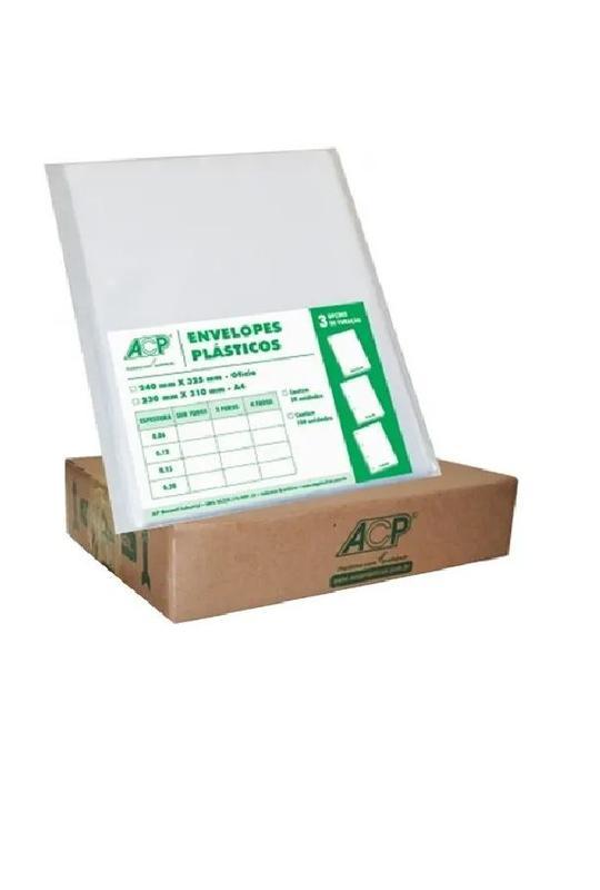 Envelope Pl&aacute;stico 0.12mm Of&iacute;cio  ACP 500 unidades