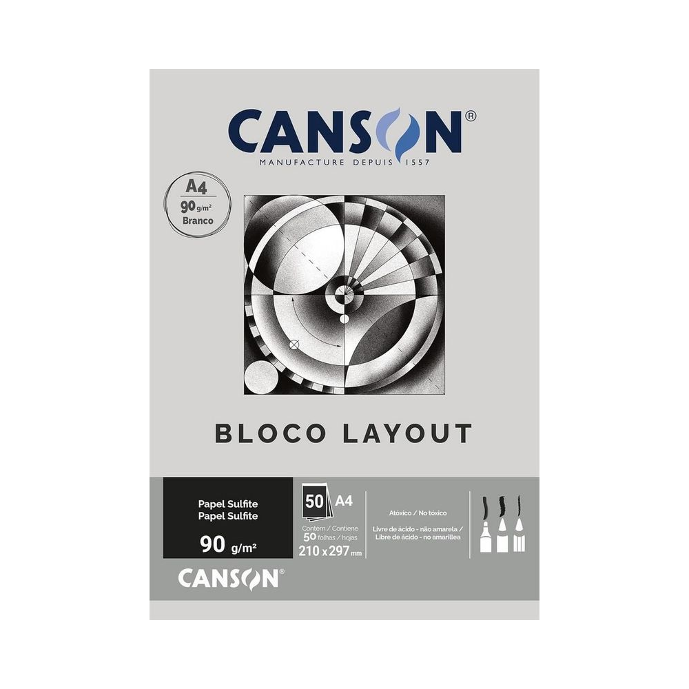 Bloco de Papel A4 50 Folhas Canson Papel Branco