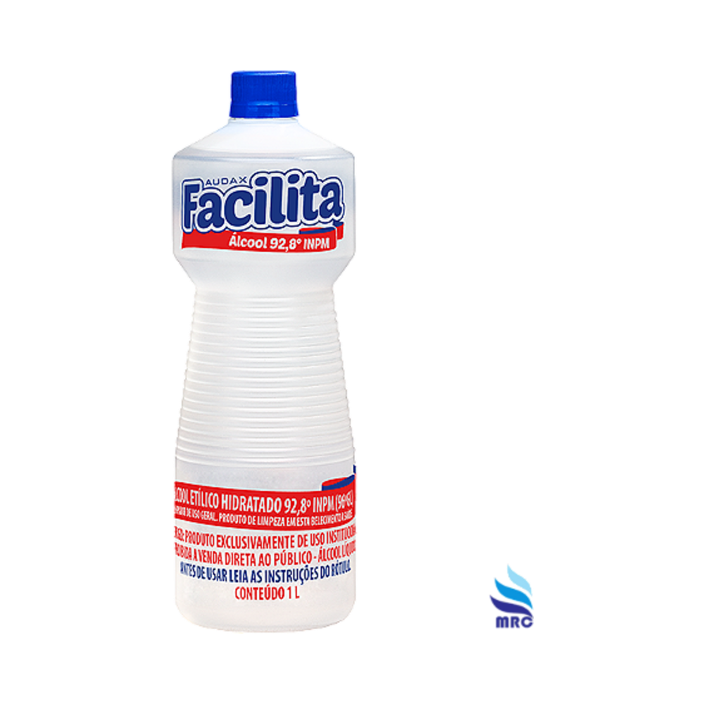 Alcool liqu&iacute;do 92,8&deg; 1L INPM Hidratado Facilita Audax