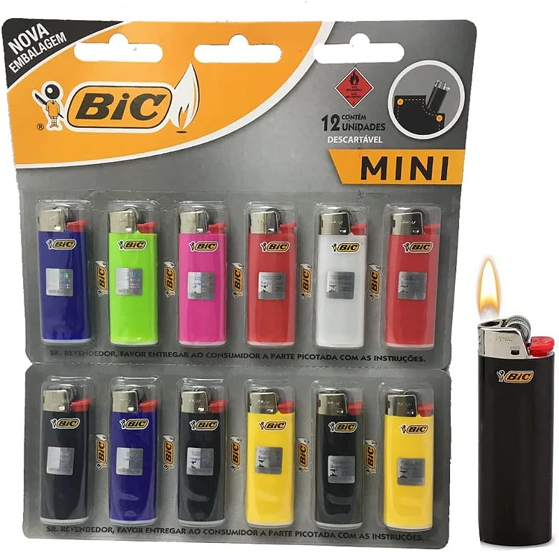 Isqueiro Mini Cores Variadas Bic 12 unidades