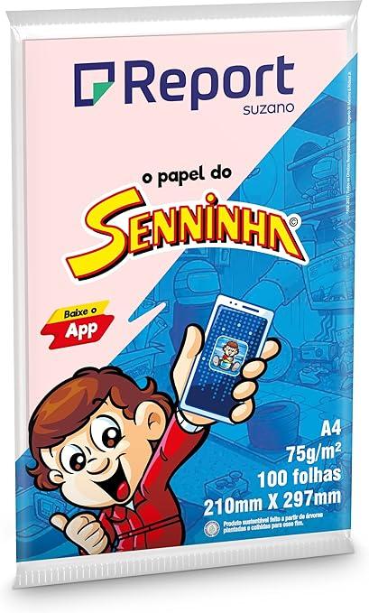 Papel Sulfite Senninha Rosa A4 Report 100 folhas 210mm x 297mm 75g/m&sup2;