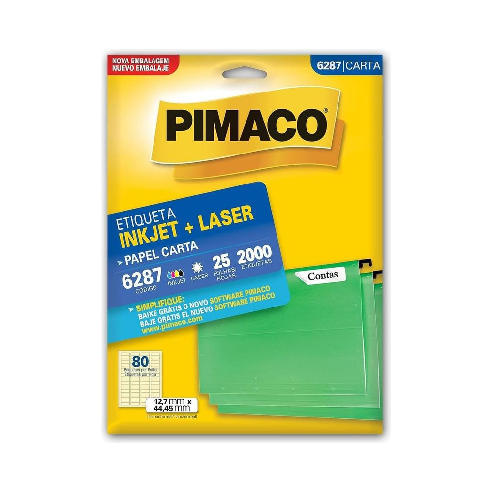 Etiqueta Inkjet Laser 12.7mm x 44.45mm Pimaco Carta Branca