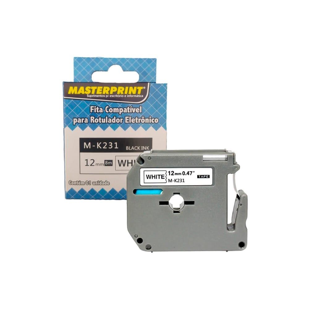 Fita Compat&iacute;vel para Rotulador Eletr&ocirc;nico M-K231 Masterprint Preto 12mm x 8m