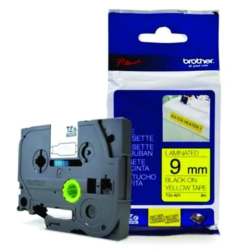 Fita para Rotulador 9mm x 8m Brother TZC-621 Amarelo Unit&aacute;ria