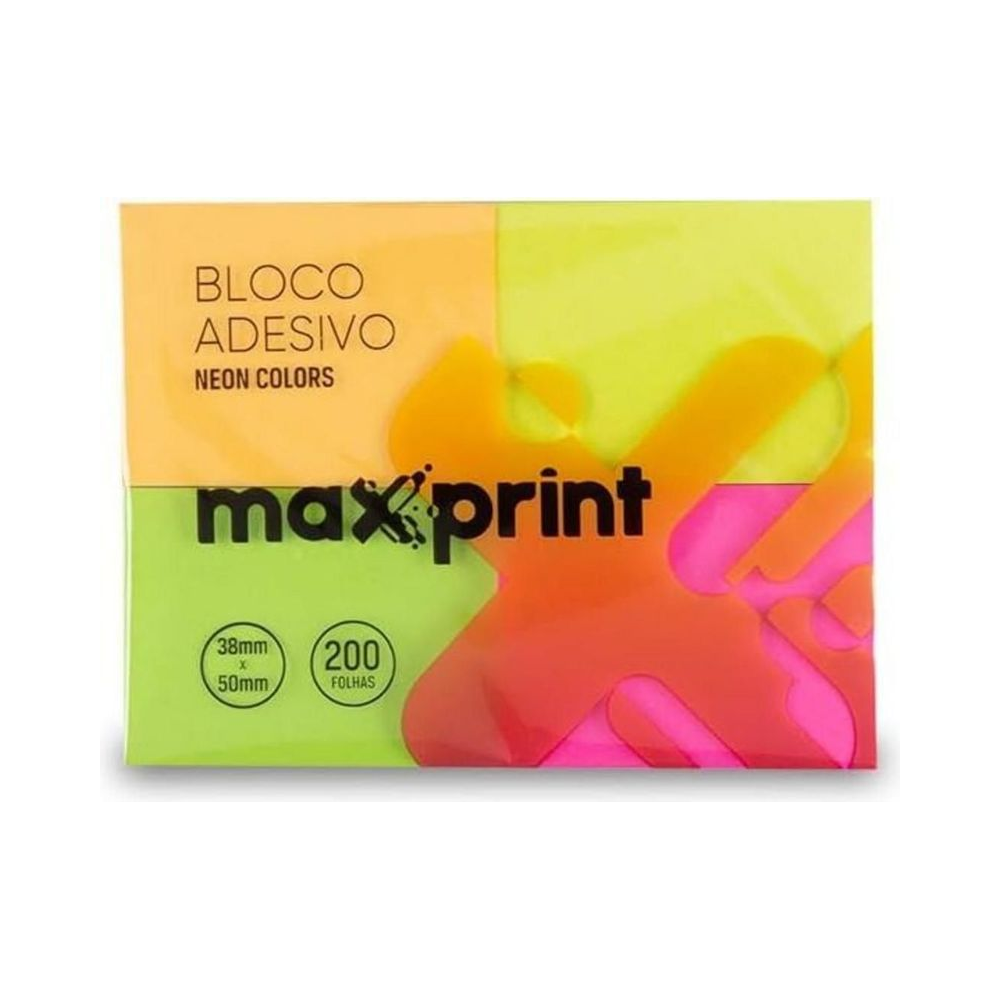 Bloco Adesivo  1 Furo 38x50mm Maxprint Papel Neon