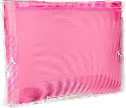 Pasta Sanfonada A4 com 12 Divis&oacute;rias Polibras Rosa