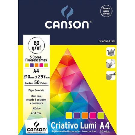 Papel Colorido Fluorescente A4 80g/m&sup2; Canson 5 Cores Sortidas