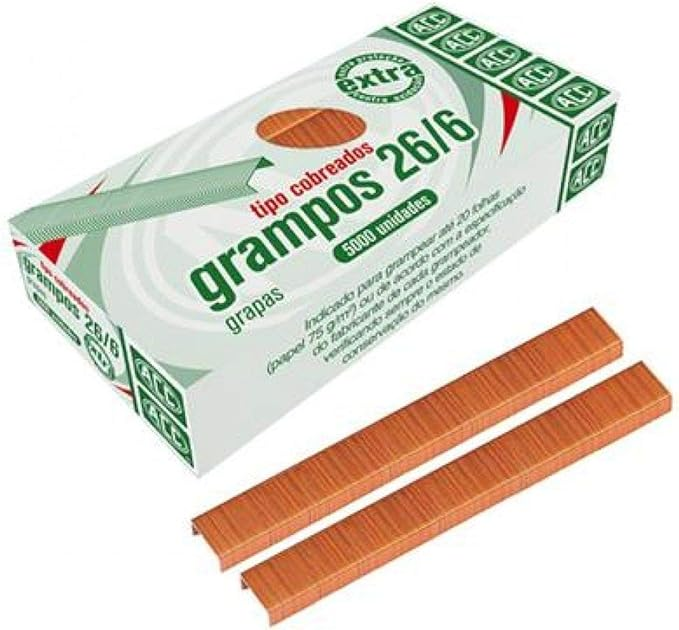 Grampos Cobreados 26/6 ACC 5000 unidades