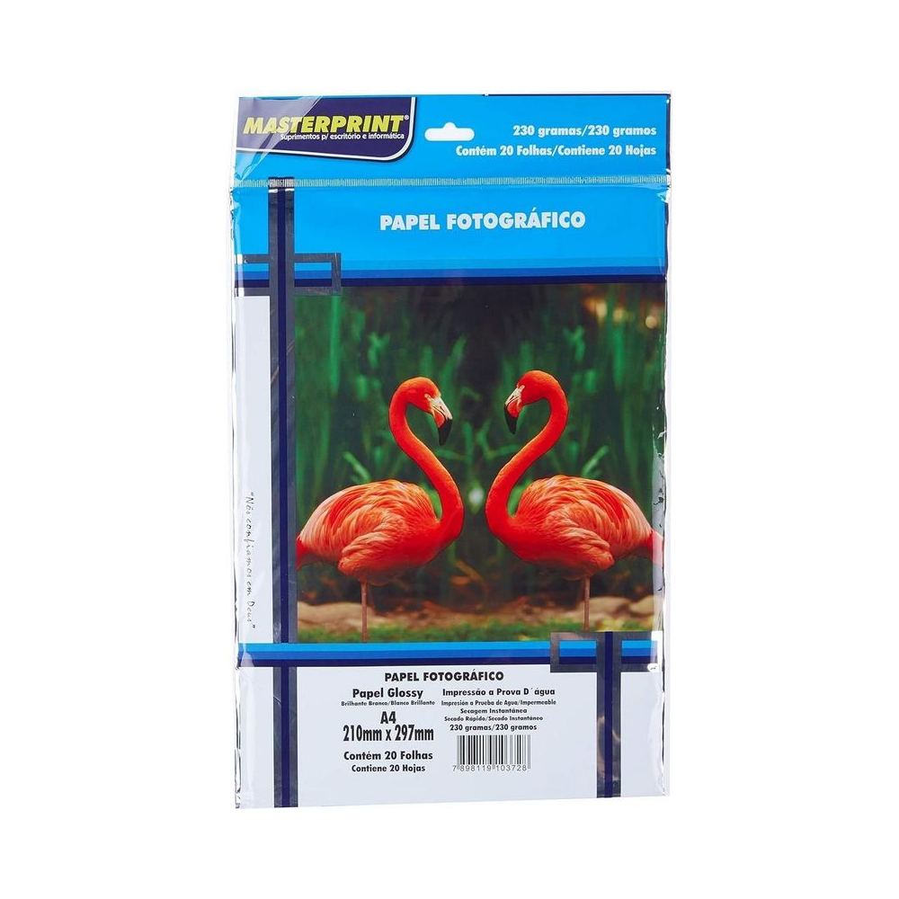 Papel Fotogr&aacute;fico A4 230g/m&sup2; Masterprint Branco Glossy