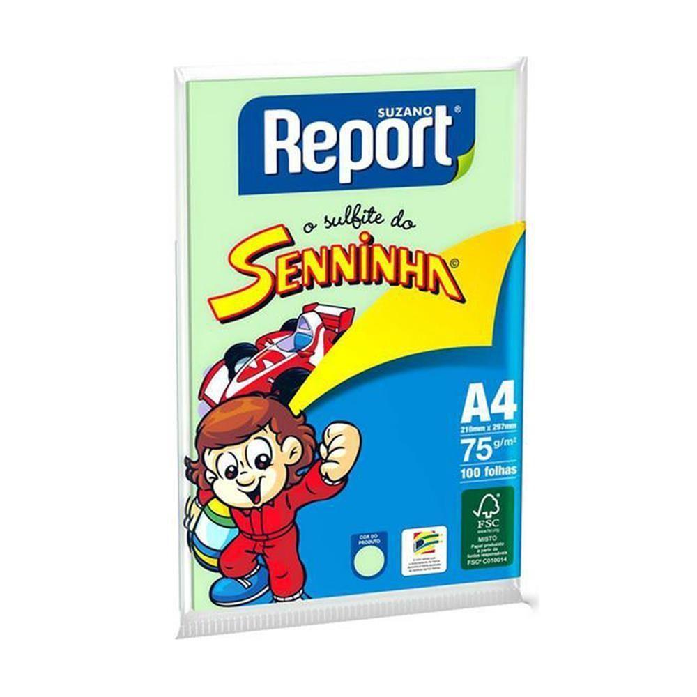 Papel Sulfite Verde A4 Report Senninha 100 folhas 210mm x 297mm 75g/m&sup2;