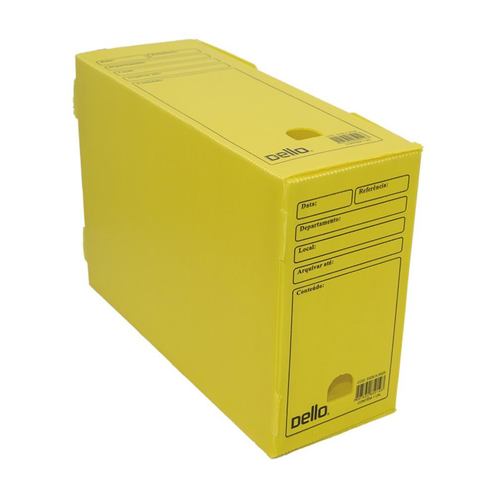 Arquivo Morto Pl&aacute;stico Dello 360mm x 130mm x 250mm Amarelo Unit&aacute;rio