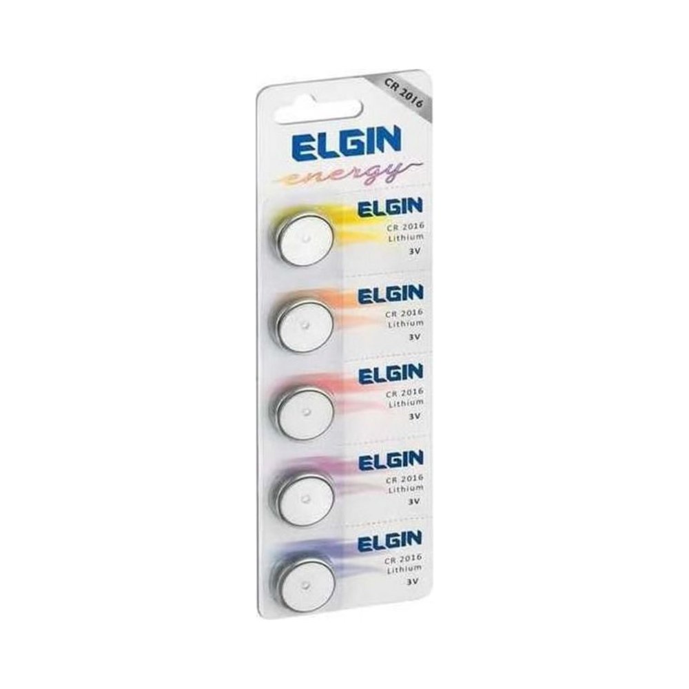Bateria CR2016 82191 Elgin L&iacute;tio 3V 5 Unidades
