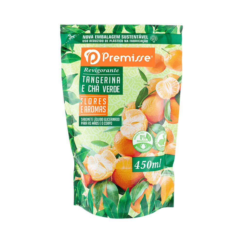 Sabonete L&iacute;quido Glicerinado Premisse Tangerina e Ch&aacute; Verde 450ml