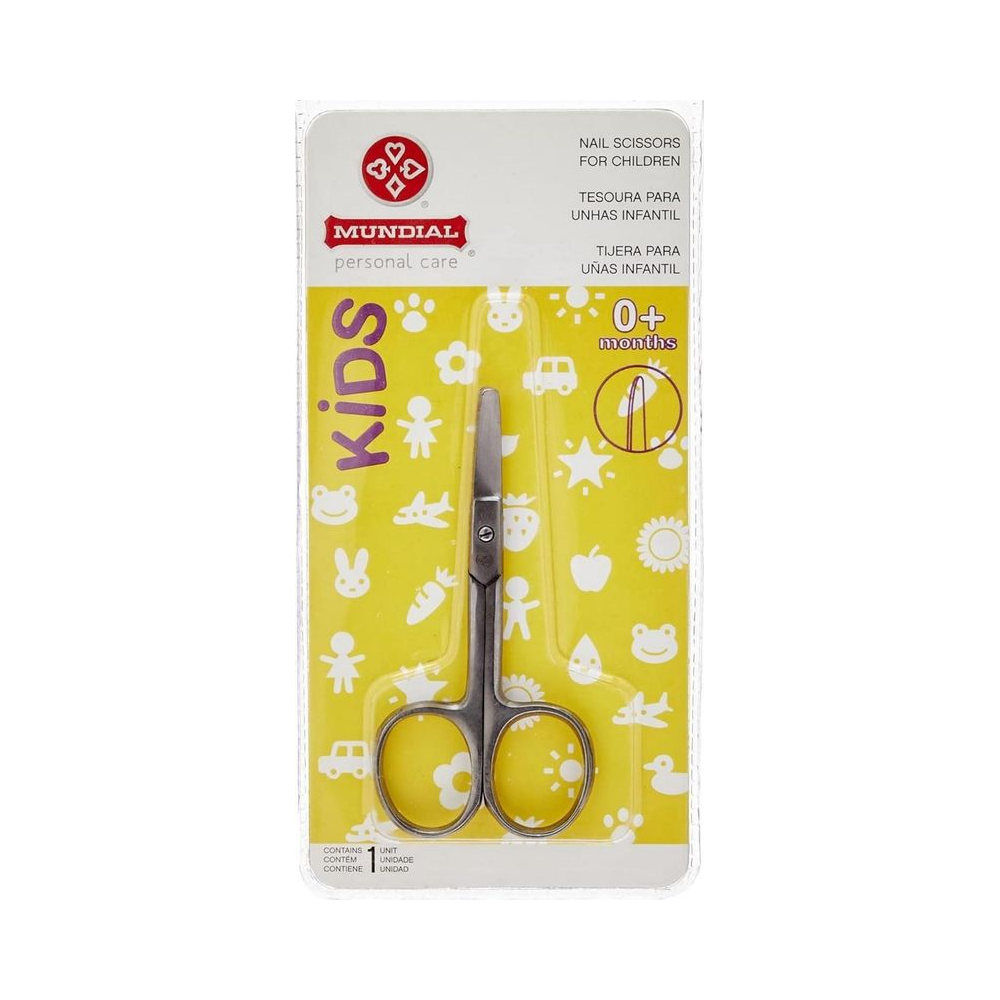Tesoura para Unha Infantil A&ccedil;o Inox 9cm Mundial Ponta Arredondada