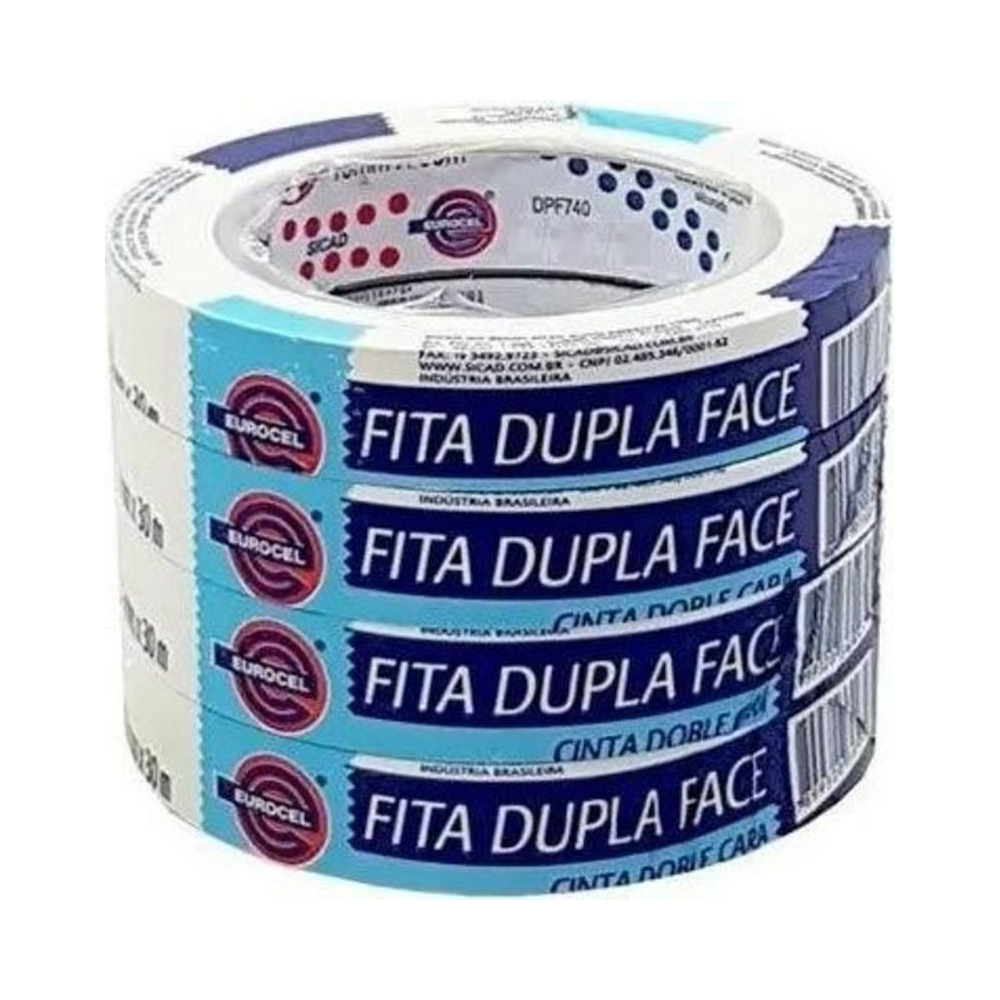 Fita Dupla Face 18mm x 30m Eurocel Unit&aacute;ria