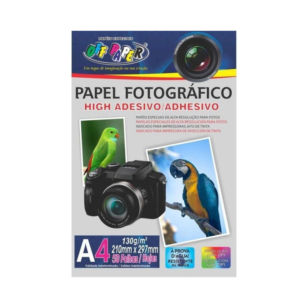 Papel Fotogr&aacute;fico A4 130g Off Paper Adesivo Colorido