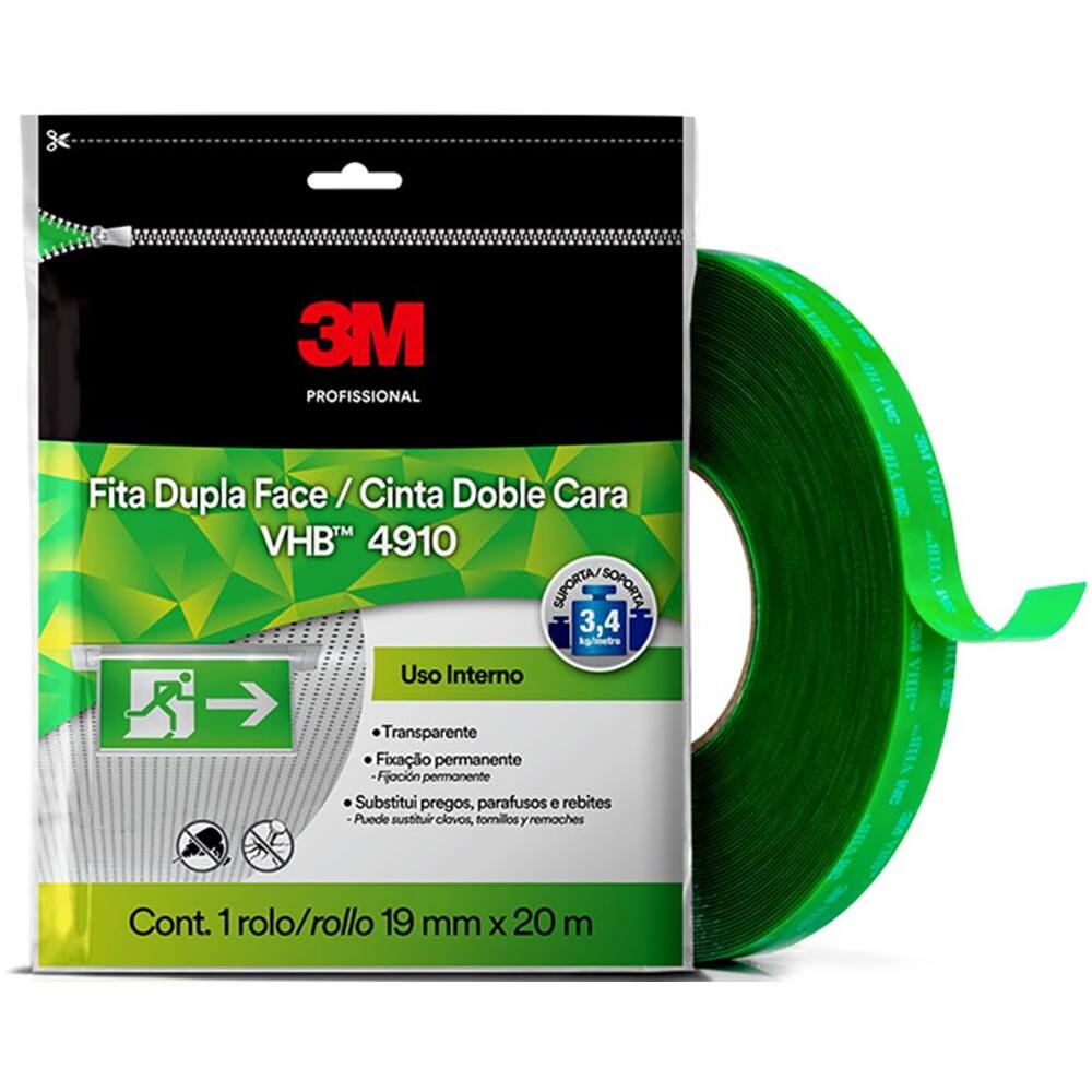 Fita Dupla Face 3M VHB 4910 19mm x 20m Transparente