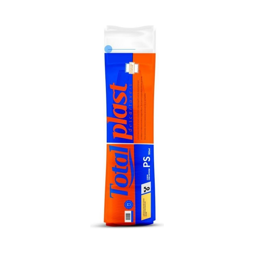 Copos Descart&aacute;veis Pl&aacute;stico Estriado Transl&uacute;cido 180ml Totalplast 2500 unidades