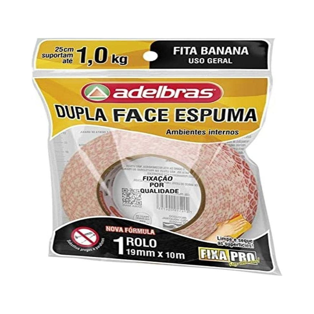 Fita Dupla Face 19mm x 10m Espuma Adelbras