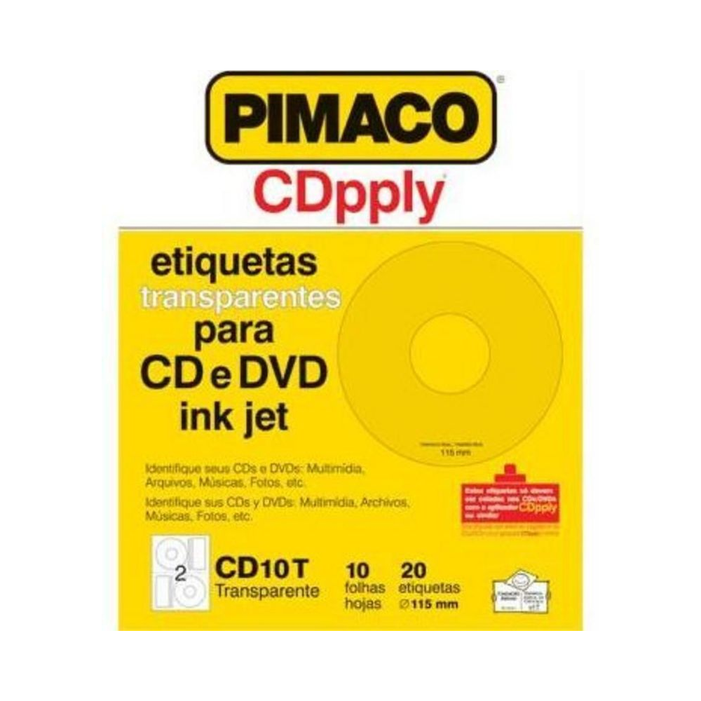 Etiqueta CDpply 115mm Pimaco Transparente 10 folhas