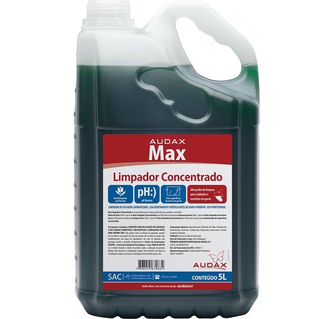 Limpador Concentrado 5 litros Audax Max Fragr&acirc;ncia Campestre