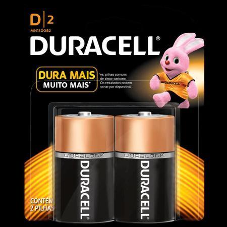 Pilha Alcalina D2 Duracell 1.5V 2 Unidades