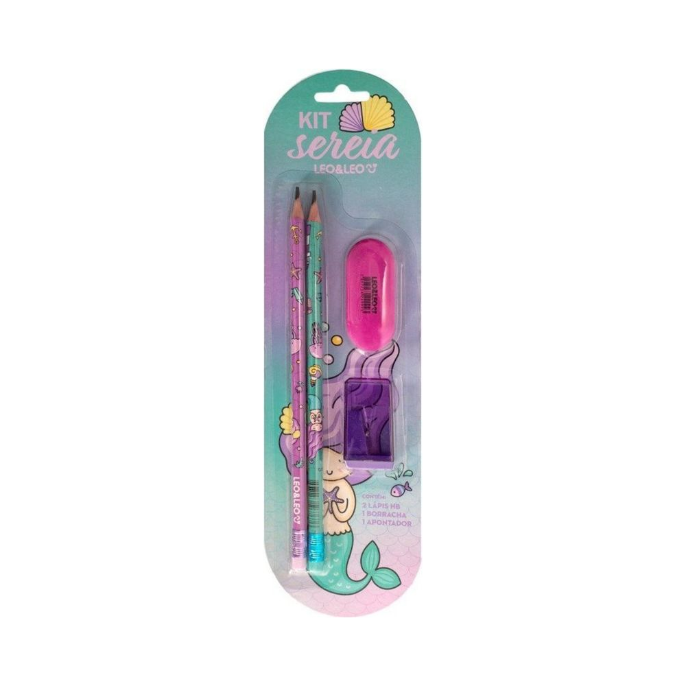 Kit Sereia 2 L&aacute;pis HB 1 Borracha 1 Apontador