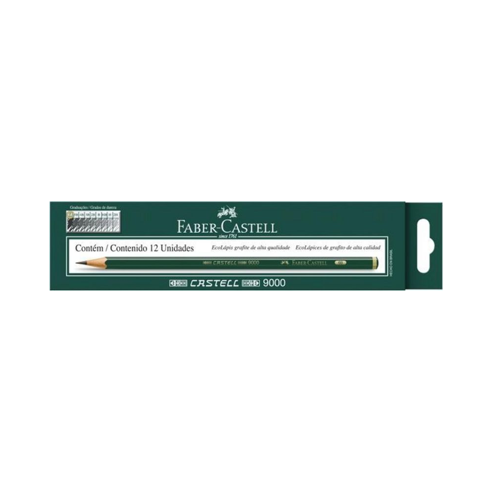 L&aacute;pis Sextavado Grafite 6B Faber-Castell 9000 12 unidades