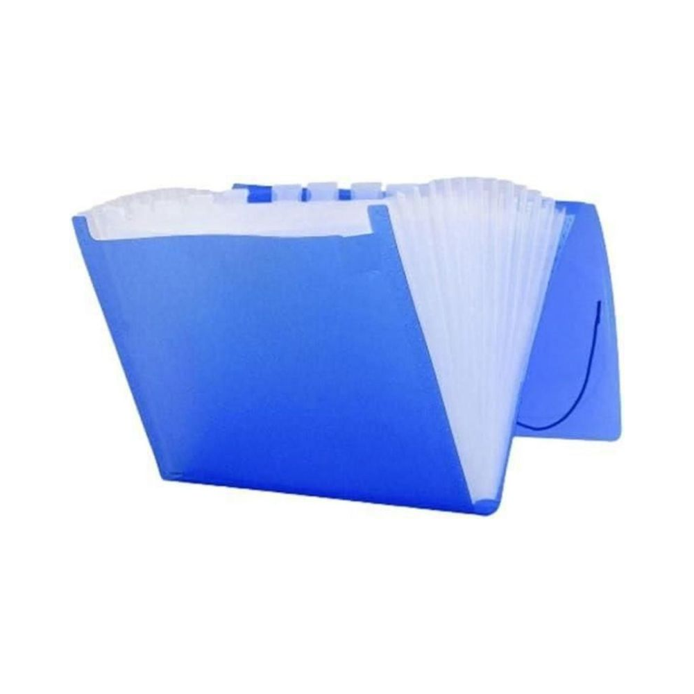 Pasta Sanfonada Pl&aacute;stica A4 12 Divis&oacute;rias Polibras Azul