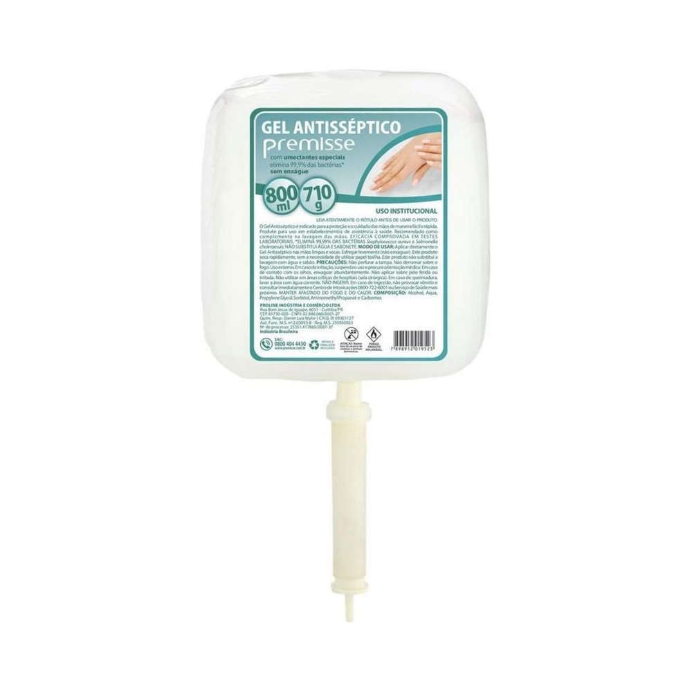Refil &Aacute;lcool Gel Antiss&eacute;ptico 70&ordm; INPM Premisse 710g 800ml