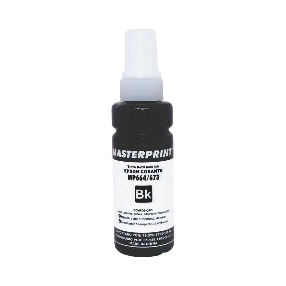 Garrafa de Tinta Compat&iacute;vel 664/673 Masterprint Preta 100ml