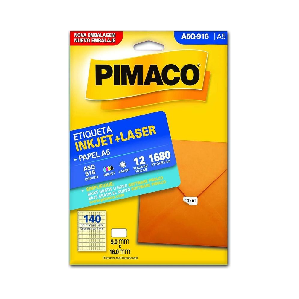 Etiqueta A5 9x16mm Pimaco 12 folhas Branco