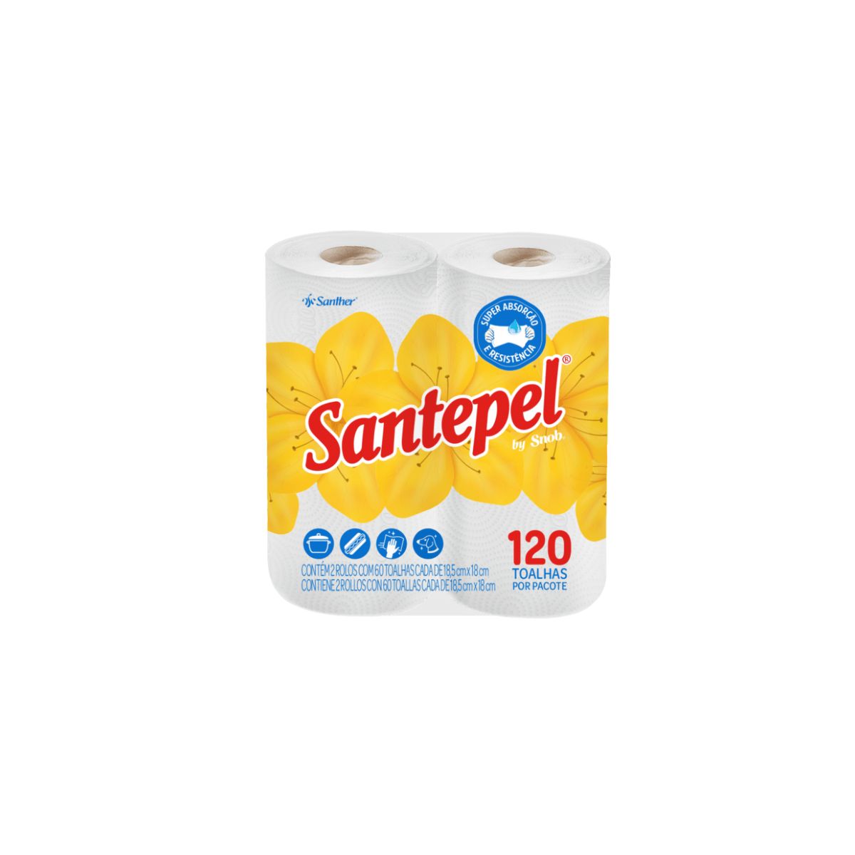 Papel Toalha Multiuso Fl. Dupla 18,0x18,5cm 2RL Santepel TSB120 Santher